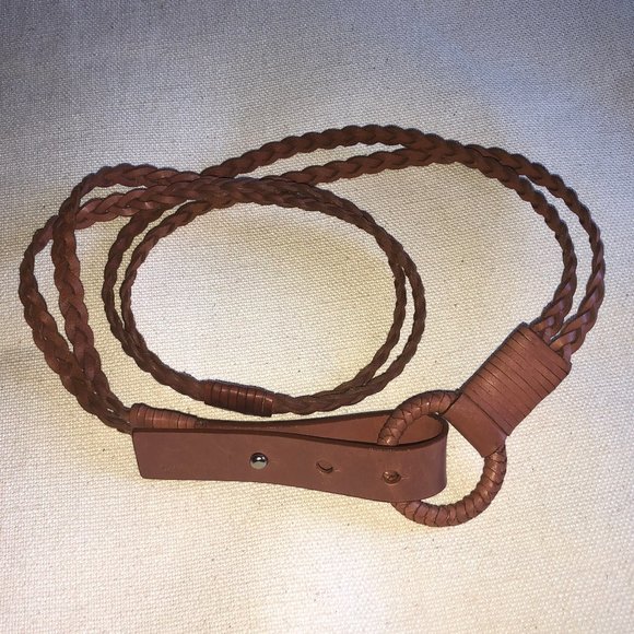 Calvin Klein Tan Leather Braided Belt - Picture 1 of 2